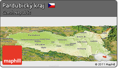 Physical Panoramic Map of Pardubický Kraj, satellite outside