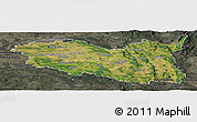 Satellite Panoramic Map of Pardubický kraj, darken, semi-desaturated