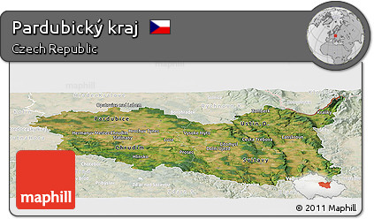 Satellite Panoramic Map of Pardubický Kraj, lighten