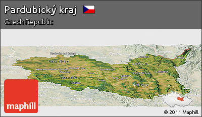 Satellite Panoramic Map of Pardubický Kraj, lighten
