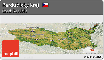 Satellite Panoramic Map of Pardubický Kraj, lighten