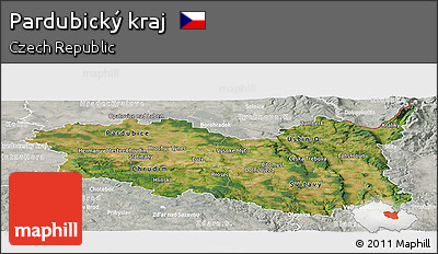 Satellite Panoramic Map of Pardubický Kraj, lighten, semi-desaturated