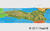 Satellite Panoramic Map of Pardubický kraj, political shades outside