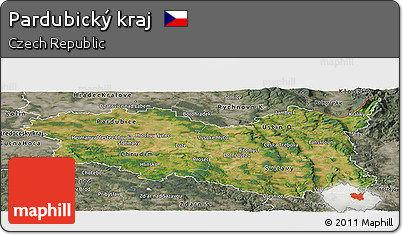 Satellite Panoramic Map of Pardubický Kraj, semi-desaturated