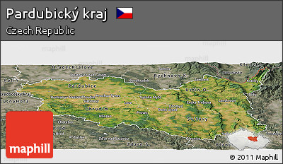 Satellite Panoramic Map of Pardubický Kraj, semi-desaturated