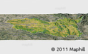 Satellite Panoramic Map of Pardubický kraj, semi-desaturated