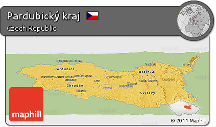 Savanna Style Panoramic Map of Pardubický Kraj, single color outside