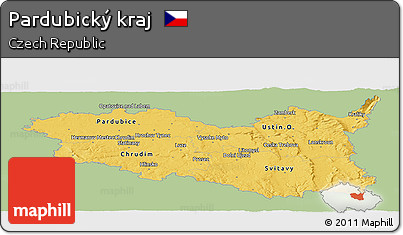 Savanna Style Panoramic Map of Pardubický Kraj, single color outside