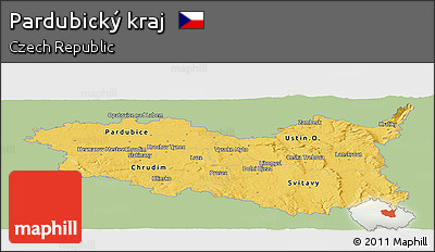 Savanna Style Panoramic Map of Pardubický Kraj, single color outside