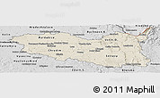 Shaded Relief Panoramic Map of Pardubický kraj, desaturated