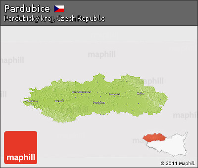 Physical 3D Map of Pardubice, cropped outside