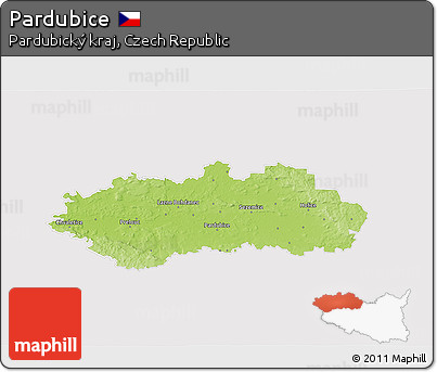 Physical 3D Map of Pardubice, cropped outside