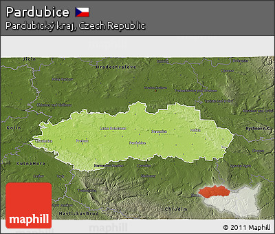 Physical 3D Map of Pardubice, darken