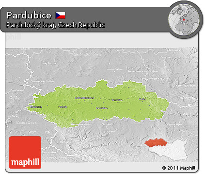 Physical 3D Map of Pardubice, lighten, desaturated