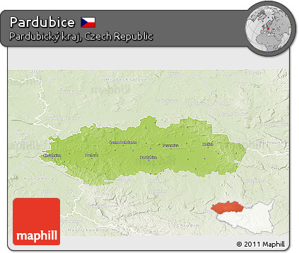 Physical 3D Map of Pardubice, lighten