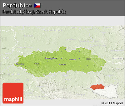 Physical 3D Map of Pardubice, lighten