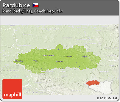 Physical 3D Map of Pardubice, lighten
