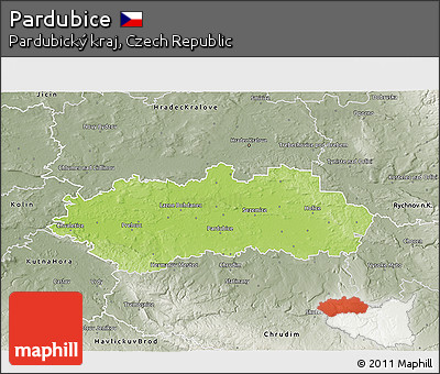 Physical 3D Map of Pardubice, semi-desaturated