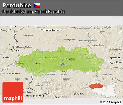 Physical 3D Map of Pardubice, shaded relief outside