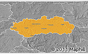 Political 3D Map of Pardubice, desaturated