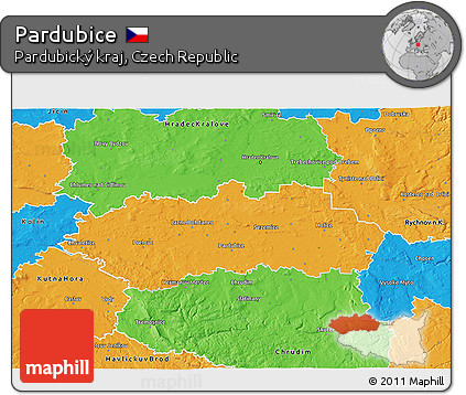 Political 3D Map of Pardubice