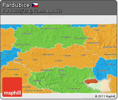 Political 3D Map of Pardubice