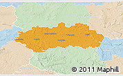 Political 3D Map of Pardubice, lighten