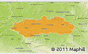 Political 3D Map of Pardubice, physical outside