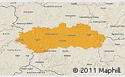 Political 3D Map of Pardubice, shaded relief outside
