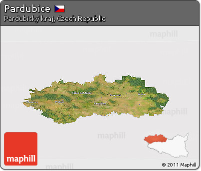 Satellite 3D Map of Pardubice, cropped outside