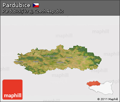 Satellite 3D Map of Pardubice, cropped outside