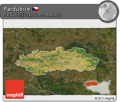 Satellite 3D Map of Pardubice, darken