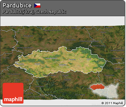 Satellite 3D Map of Pardubice, darken