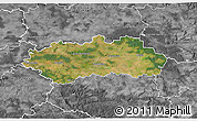 Satellite 3D Map of Pardubice, desaturated