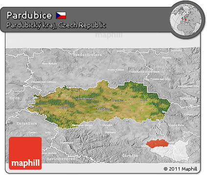 Satellite 3D Map of Pardubice, lighten, desaturated