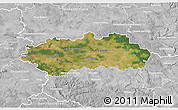 Satellite 3D Map of Pardubice, lighten, desaturated