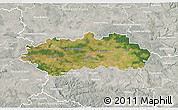 Satellite 3D Map of Pardubice, lighten, semi-desaturated