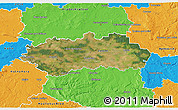 Satellite 3D Map of Pardubice, political outside