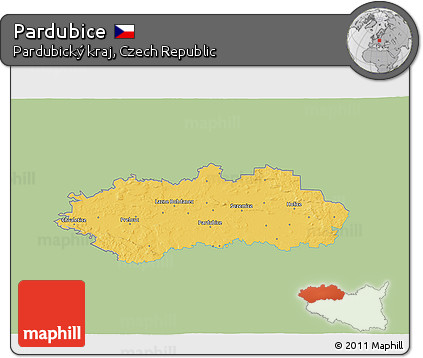 Savanna Style 3D Map of Pardubice, single color outside