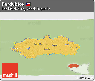 Savanna Style 3D Map of Pardubice, single color outside