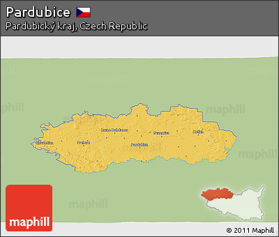 Savanna Style 3D Map of Pardubice, single color outside