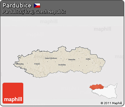 Shaded Relief 3D Map of Pardubice, cropped outside