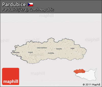 Shaded Relief 3D Map of Pardubice, cropped outside