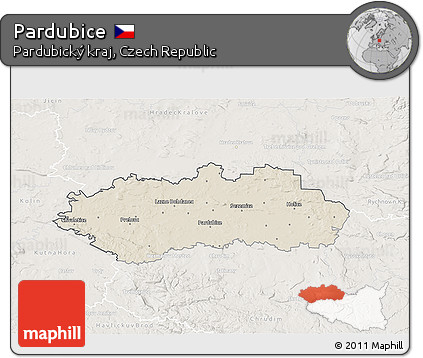 Shaded Relief 3D Map of Pardubice, lighten