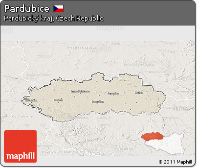 Shaded Relief 3D Map of Pardubice, lighten