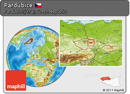 Physical Location Map of Pardubice