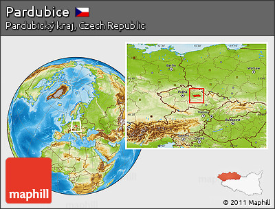 Physical Location Map of Pardubice