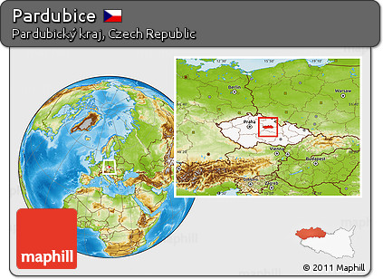 Physical Location Map of Pardubice, highlighted country