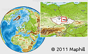 Physical Location Map of Pardubice, highlighted country, highlighted parent region