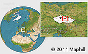 Satellite Location Map of Pardubice, highlighted country, within the entire country